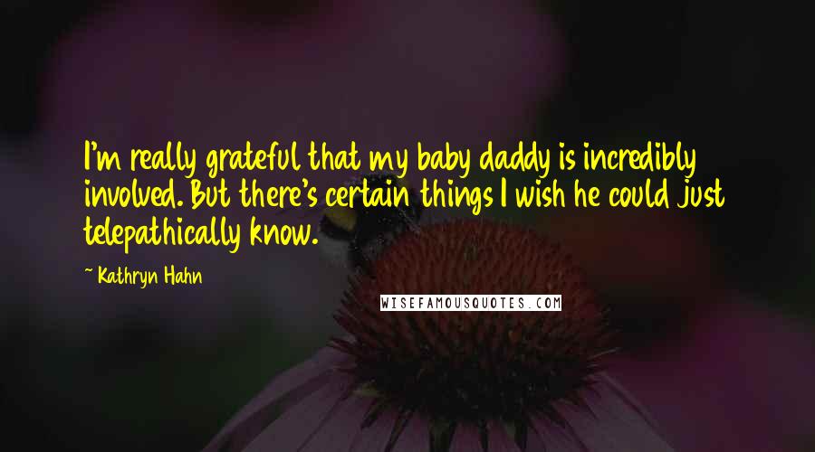 Kathryn Hahn Quotes: I'm really grateful that my baby daddy is incredibly involved. But there's certain things I wish he could just telepathically know.