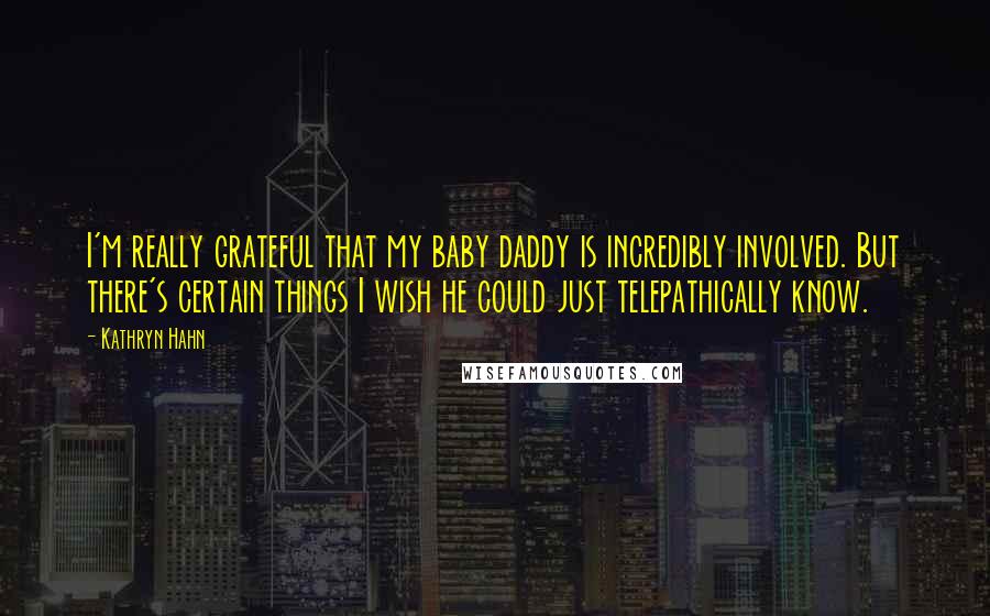 Kathryn Hahn Quotes: I'm really grateful that my baby daddy is incredibly involved. But there's certain things I wish he could just telepathically know.