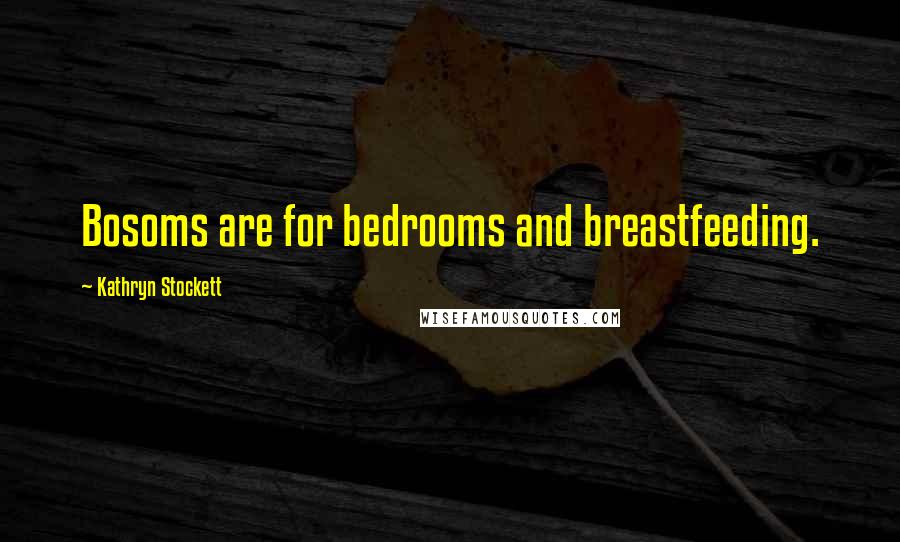 Kathryn Stockett Quotes: Bosoms are for bedrooms and breastfeeding.