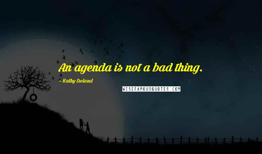 Kathy Ireland Quotes: An agenda is not a bad thing.