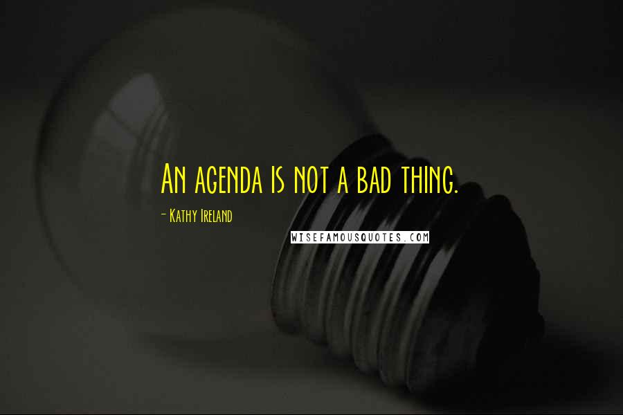 Kathy Ireland Quotes: An agenda is not a bad thing.