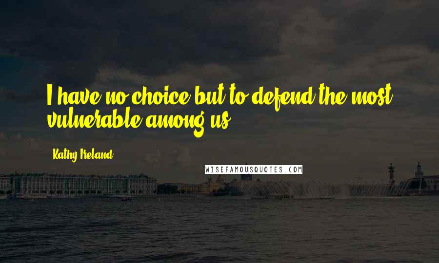 Kathy Ireland Quotes: I have no choice but to defend the most vulnerable among us.