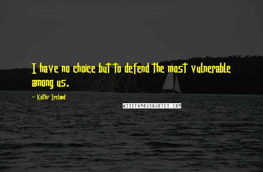 Kathy Ireland Quotes: I have no choice but to defend the most vulnerable among us.