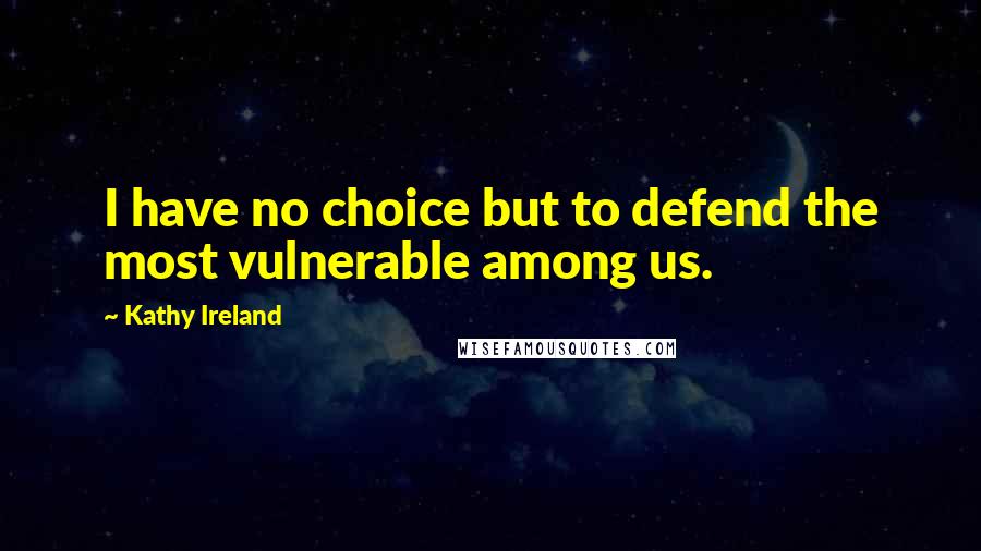 Kathy Ireland Quotes: I have no choice but to defend the most vulnerable among us.