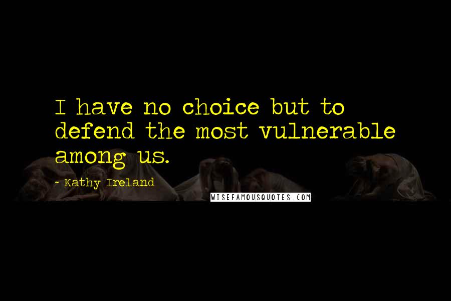 Kathy Ireland Quotes: I have no choice but to defend the most vulnerable among us.