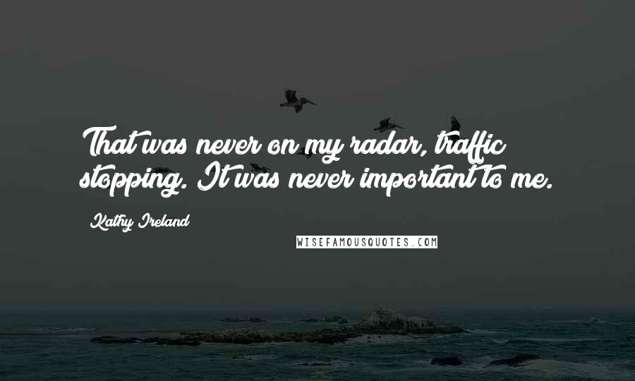 Kathy Ireland Quotes: That was never on my radar, traffic stopping. It was never important to me.