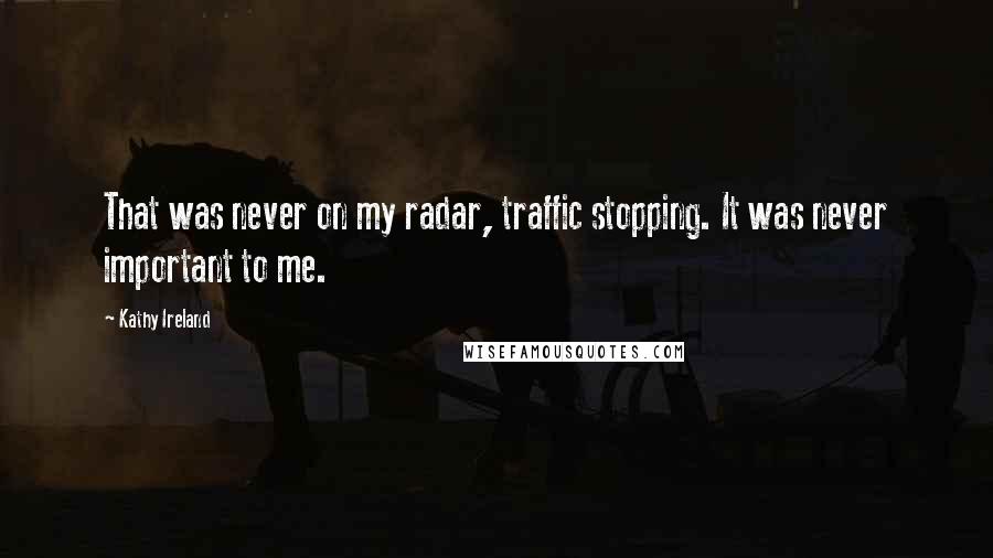 Kathy Ireland Quotes: That was never on my radar, traffic stopping. It was never important to me.