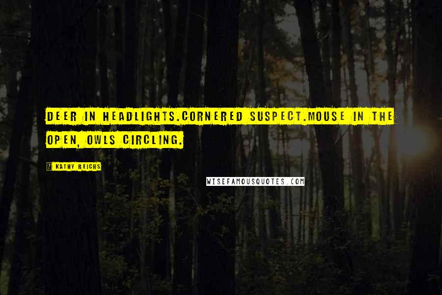 Kathy Reichs Quotes: Deer in headlights.Cornered suspect.Mouse in the open, owls circling.