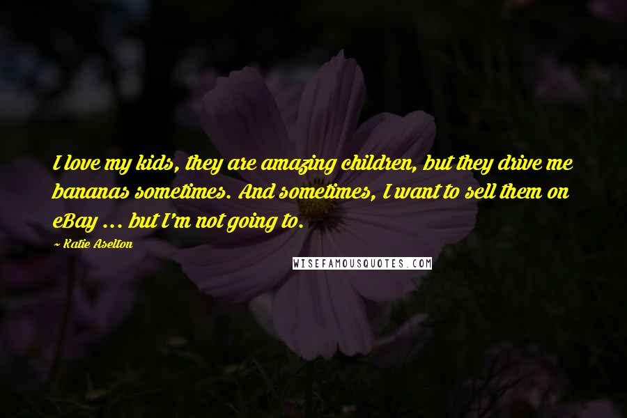 Katie Aselton Quotes: I love my kids, they are amazing children, but they drive me bananas sometimes. And sometimes, I want to sell them on eBay ... but I'm not going to.