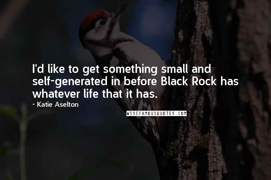 Katie Aselton Quotes: I'd like to get something small and self-generated in before Black Rock has whatever life that it has.