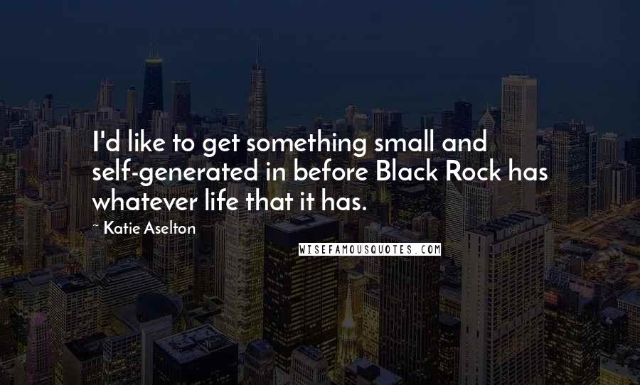 Katie Aselton Quotes: I'd like to get something small and self-generated in before Black Rock has whatever life that it has.