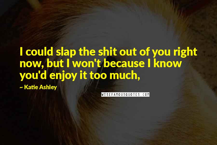 Katie Ashley Quotes: I could slap the shit out of you right now, but I won't because I know you'd enjoy it too much,