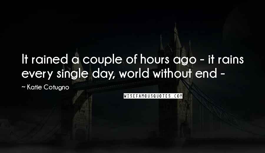Katie Cotugno Quotes: It rained a couple of hours ago - it rains every single day, world without end -