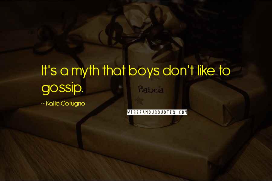 Katie Cotugno Quotes: It's a myth that boys don't like to gossip.