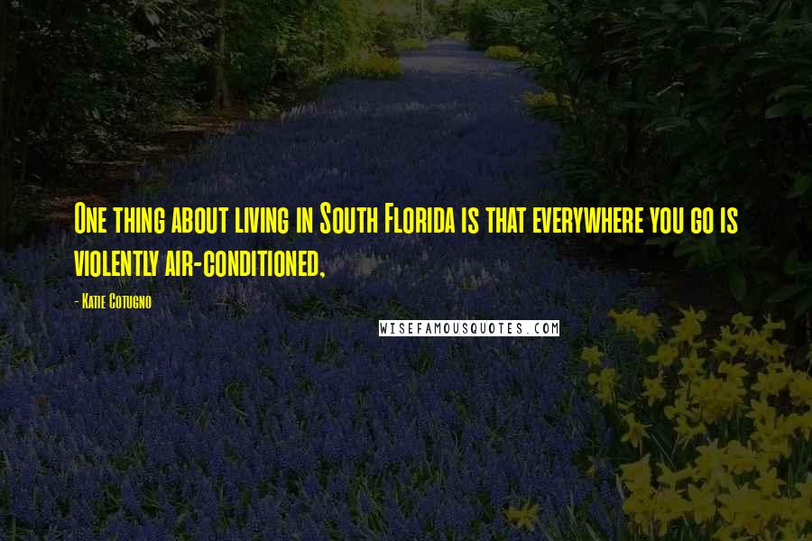 Katie Cotugno Quotes: One thing about living in South Florida is that everywhere you go is violently air-conditioned,
