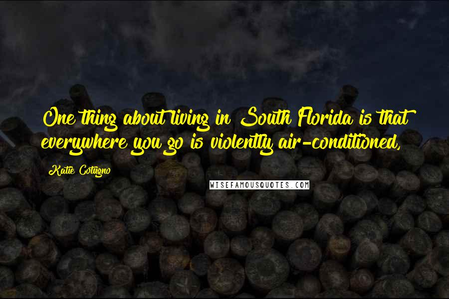 Katie Cotugno Quotes: One thing about living in South Florida is that everywhere you go is violently air-conditioned,