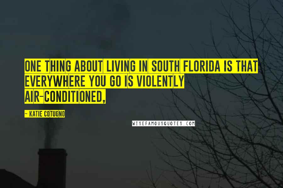 Katie Cotugno Quotes: One thing about living in South Florida is that everywhere you go is violently air-conditioned,