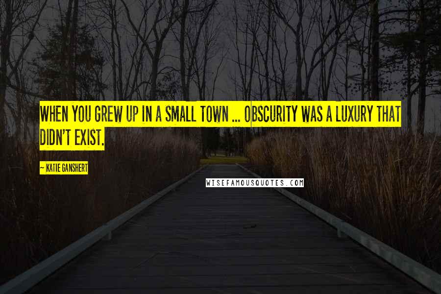 Katie Ganshert Quotes: When you grew up in a small town ... obscurity was a luxury that didn't exist.