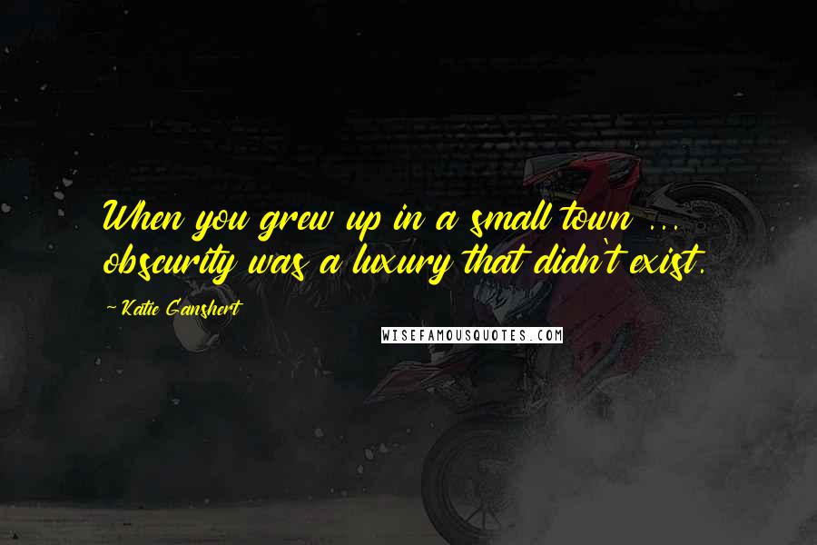 Katie Ganshert Quotes: When you grew up in a small town ... obscurity was a luxury that didn't exist.