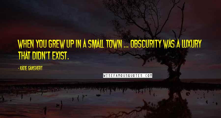Katie Ganshert Quotes: When you grew up in a small town ... obscurity was a luxury that didn't exist.