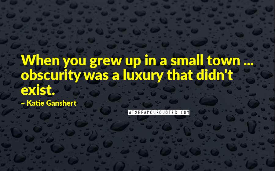 Katie Ganshert Quotes: When you grew up in a small town ... obscurity was a luxury that didn't exist.