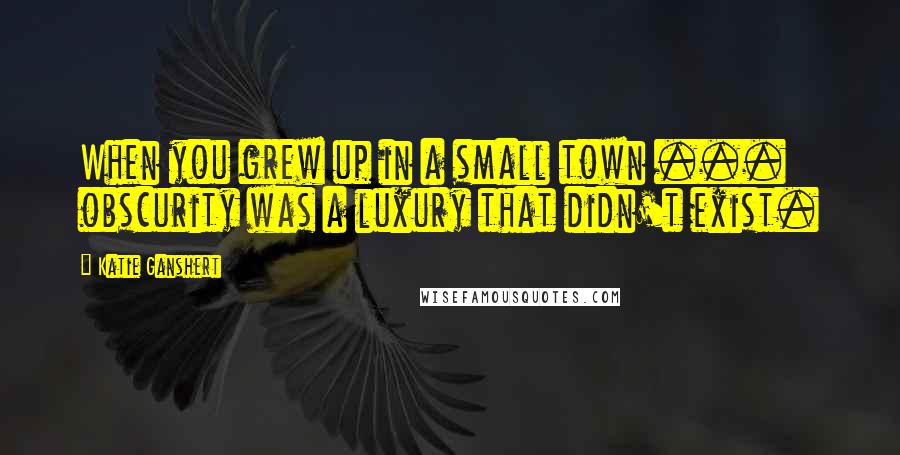 Katie Ganshert Quotes: When you grew up in a small town ... obscurity was a luxury that didn't exist.