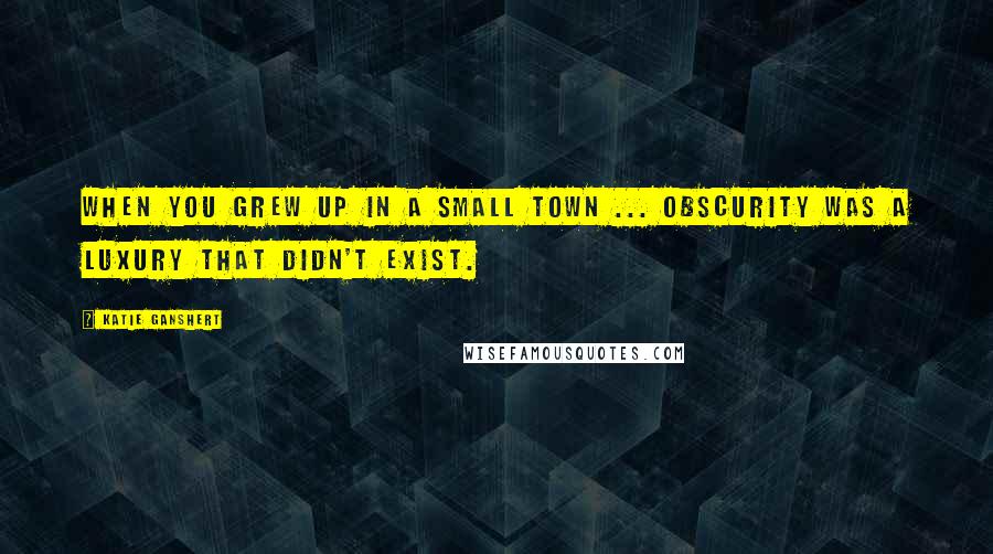 Katie Ganshert Quotes: When you grew up in a small town ... obscurity was a luxury that didn't exist.