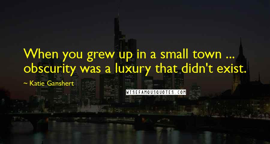 Katie Ganshert Quotes: When you grew up in a small town ... obscurity was a luxury that didn't exist.