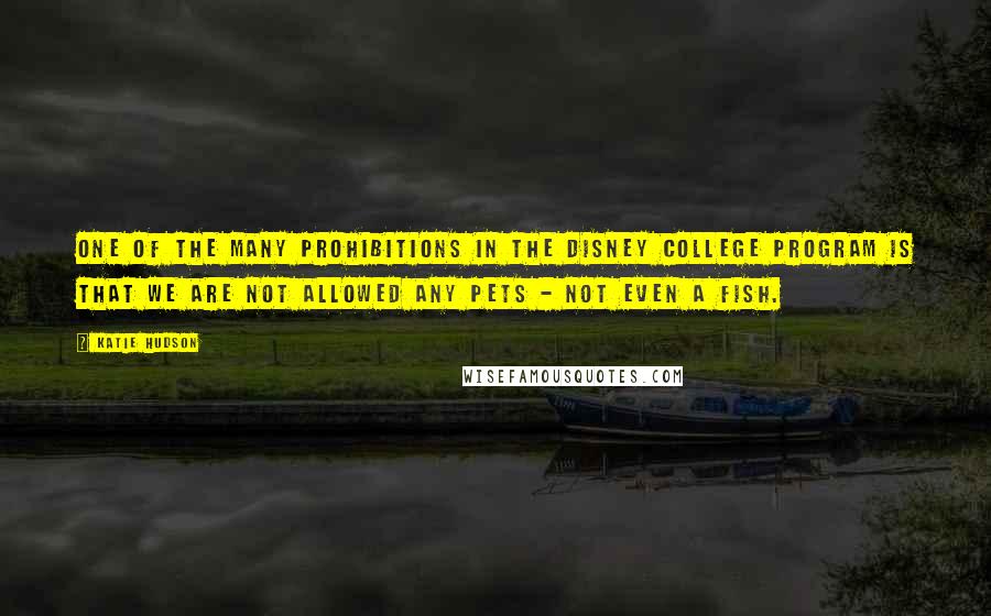 Katie Hudson Quotes: one of the many prohibitions in the Disney College Program is that we are not allowed any pets - not even a fish.