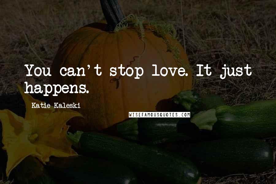 Katie Kaleski Quotes: You can't stop love. It just happens.