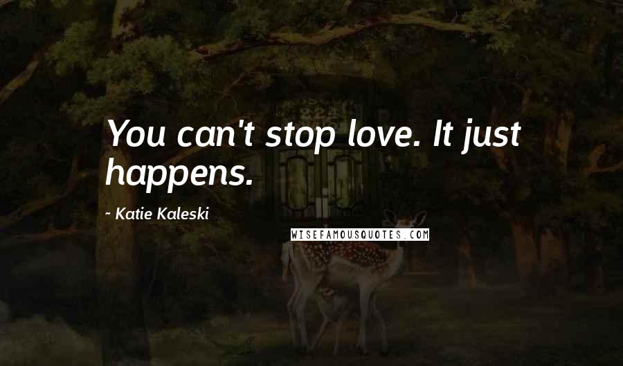 Katie Kaleski Quotes: You can't stop love. It just happens.