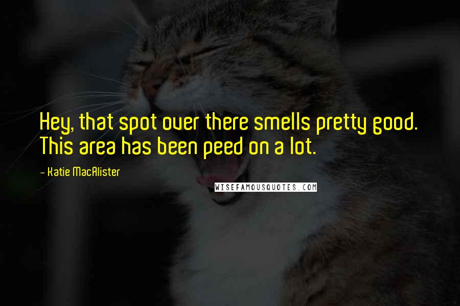 Katie MacAlister Quotes: Hey, that spot over there smells pretty good. This area has been peed on a lot.
