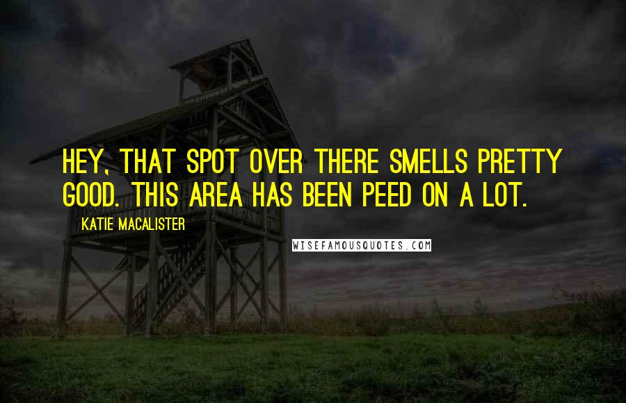 Katie MacAlister Quotes: Hey, that spot over there smells pretty good. This area has been peed on a lot.