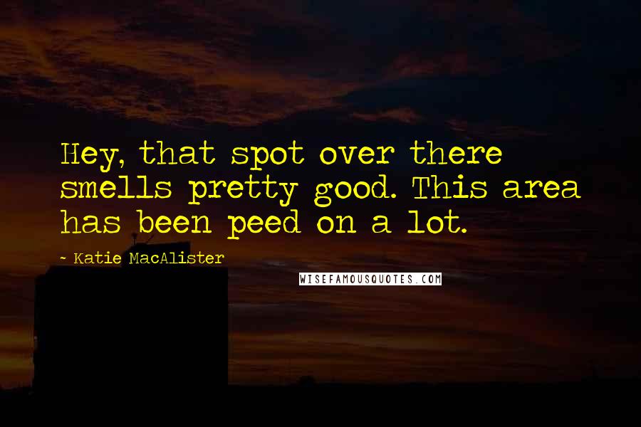 Katie MacAlister Quotes: Hey, that spot over there smells pretty good. This area has been peed on a lot.