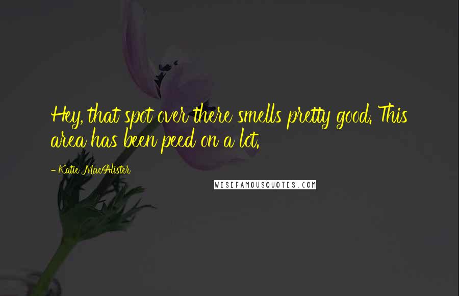 Katie MacAlister Quotes: Hey, that spot over there smells pretty good. This area has been peed on a lot.