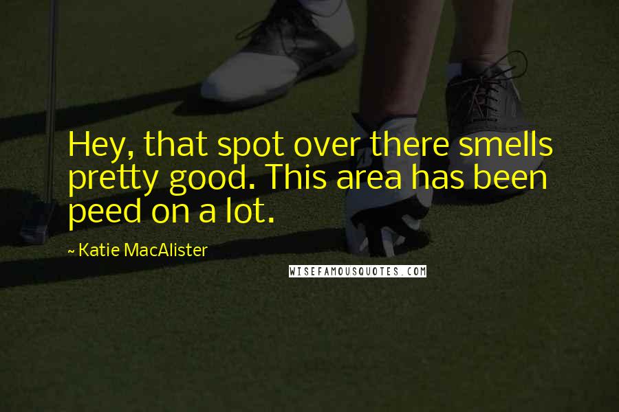 Katie MacAlister Quotes: Hey, that spot over there smells pretty good. This area has been peed on a lot.