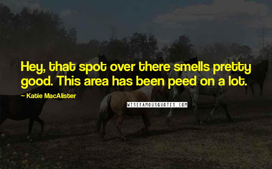Katie MacAlister Quotes: Hey, that spot over there smells pretty good. This area has been peed on a lot.