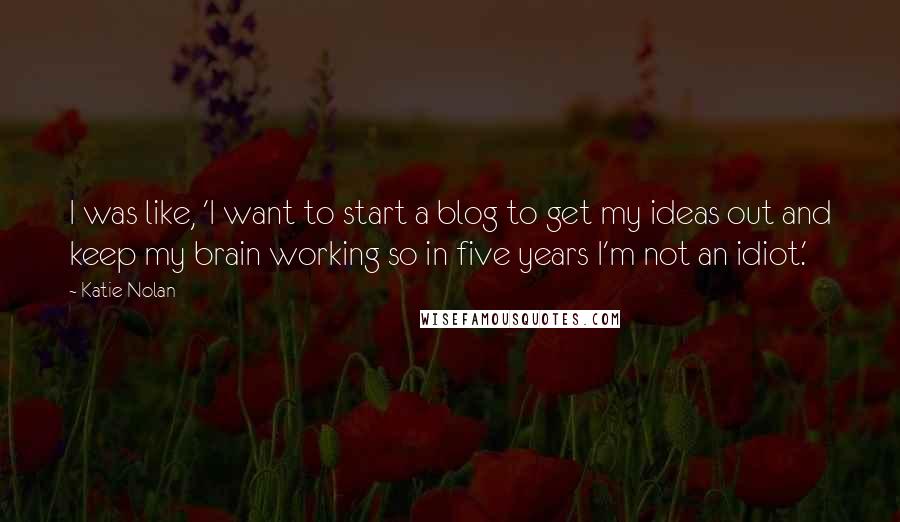 Katie Nolan Quotes: I was like, 'I want to start a blog to get my ideas out and keep my brain working so in five years I'm not an idiot.'