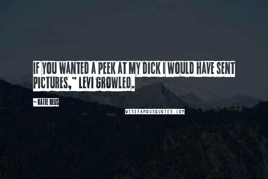 Katie Reus Quotes: If you wanted a peek at my dick I would have sent pictures," Levi growled.