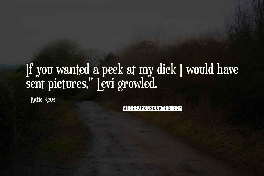 Katie Reus Quotes: If you wanted a peek at my dick I would have sent pictures," Levi growled.