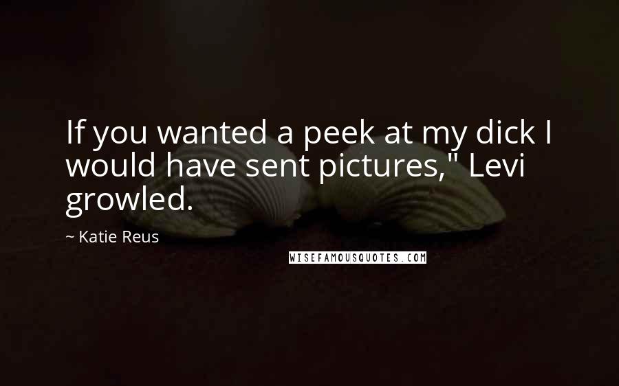 Katie Reus Quotes: If you wanted a peek at my dick I would have sent pictures," Levi growled.