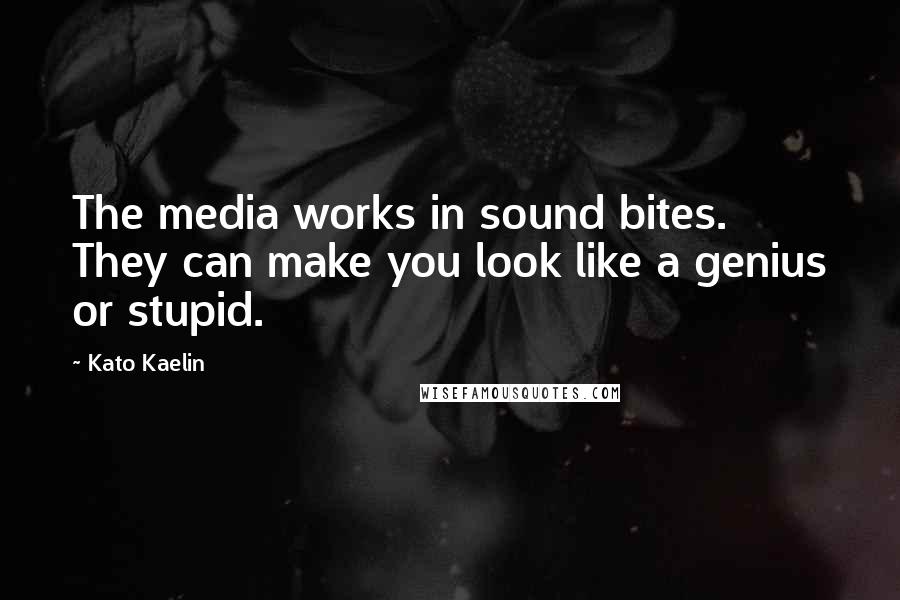 Kato Kaelin Quotes: The media works in sound bites. They can make you look like a genius or stupid.