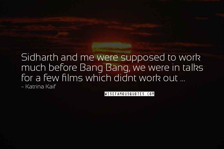 Katrina Kaif Quotes: Sidharth and me were supposed to work much before Bang Bang, we were in talks for a few films which didnt work out ...