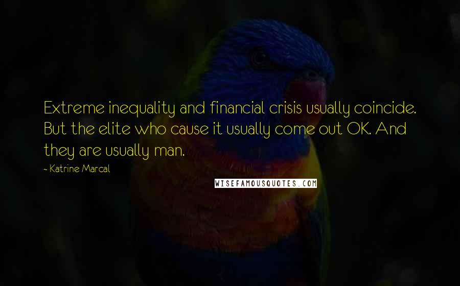 Katrine Marcal Quotes: Extreme inequality and financial crisis usually coincide. But the elite who cause it usually come out OK. And they are usually man.