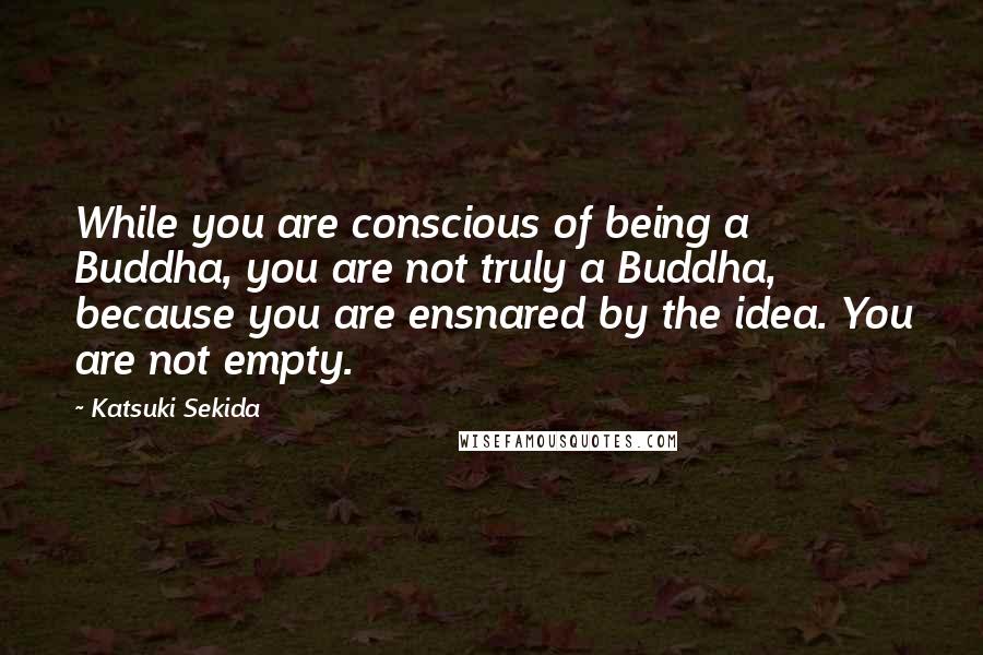 Katsuki Sekida Quotes: While you are conscious of being a Buddha, you are not truly a Buddha, because you are ensnared by the idea. You are not empty.