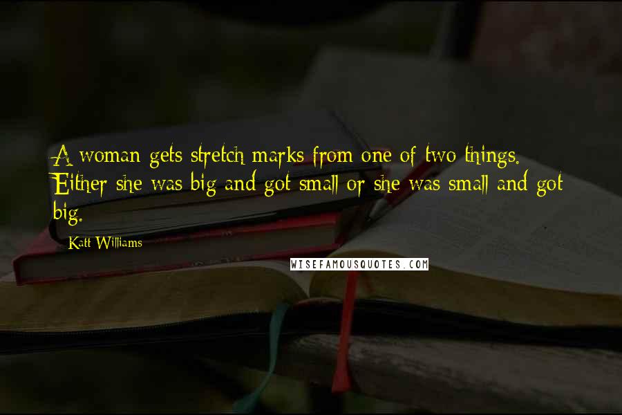 Katt Williams Quotes: A woman gets stretch marks from one of two things. Either she was big and got small or she was small and got big.
