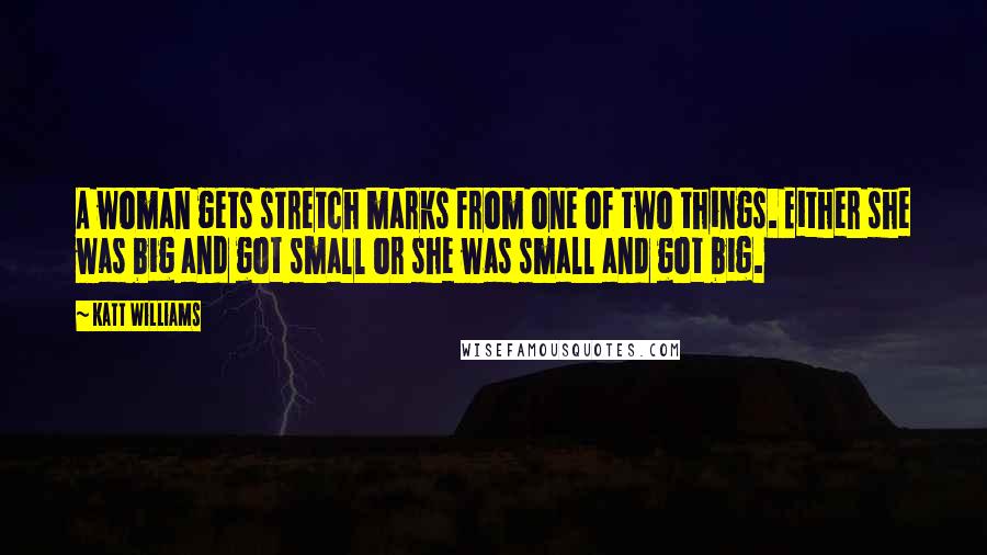 Katt Williams Quotes: A woman gets stretch marks from one of two things. Either she was big and got small or she was small and got big.