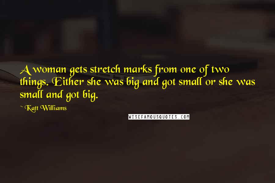 Katt Williams Quotes: A woman gets stretch marks from one of two things. Either she was big and got small or she was small and got big.