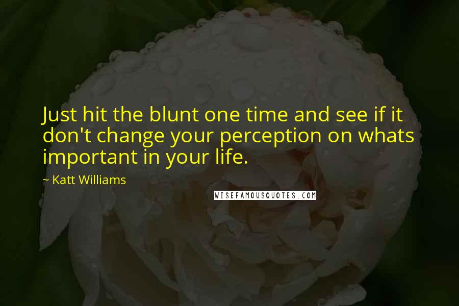 Katt Williams Quotes: Just hit the blunt one time and see if it don't change your perception on whats important in your life.