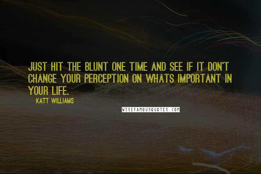 Katt Williams Quotes: Just hit the blunt one time and see if it don't change your perception on whats important in your life.